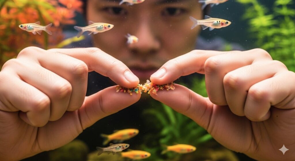メダカに金魚の餌を与える際の最適な与え方